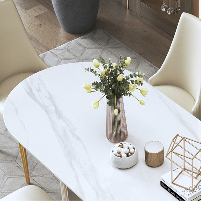 DineElegance.r 5-piece glossy sintered stone oval dining set